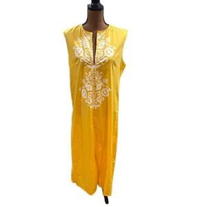 Beautiful Bright Yellow with White Print Design Order Plus Kurta – Size XL